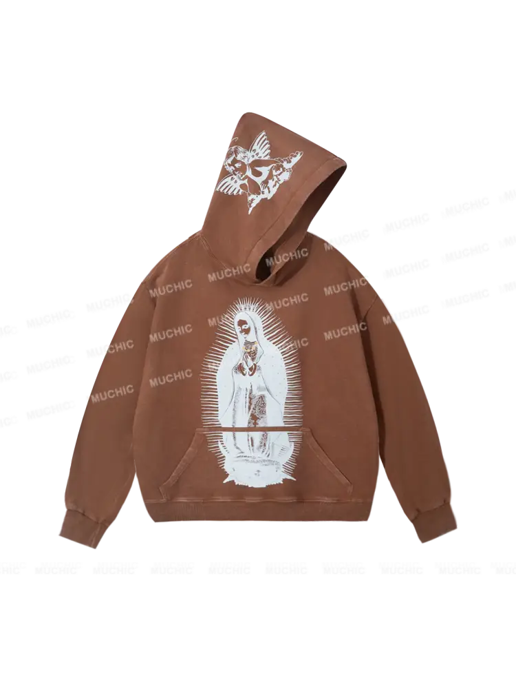 Muchic Unisex Our Lady Of Guadalupe Fashion Print Long Sleeve Hoodie Hoodies-Sweatshirts