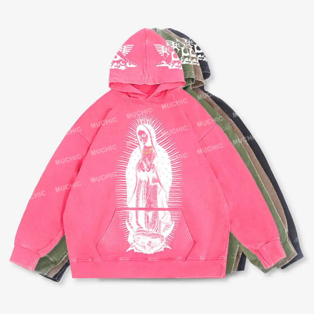 Muchic Unisex Our Lady Of Guadalupe Fashion Print Long Sleeve Hoodie Hoodies-Sweatshirts