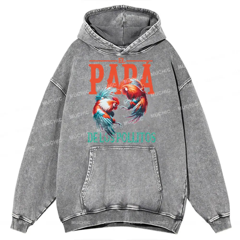 Muchic Unisex ’Papa’ Graphic Print Plush Thickened Long-Sleeved Sweatshirt (T-Shirt) Gray / S