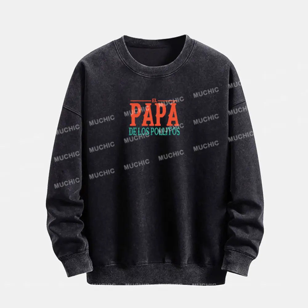 Muchic Unisex ’Papa’ Graphic Print Plush Thickened Long-Sleeved Sweatshirt (T-Shirt)