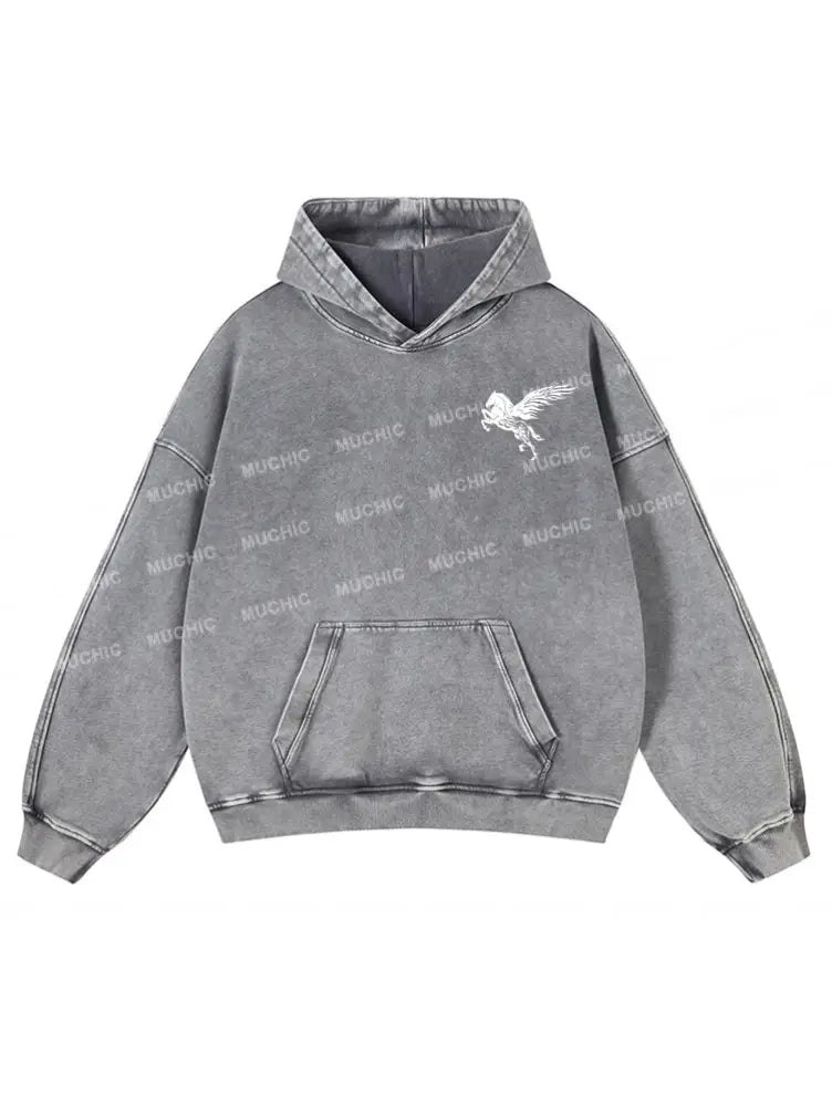 Muchic Unisex ’Pegasus’ Fashion Graphic Print Long Sleeve Hooded Sweatshirt Hoodies-Sweatshirts