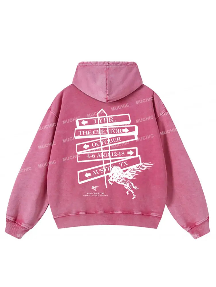 Muchic Unisex ’Pegasus’ Fashion Graphic Print Long Sleeve Hooded Sweatshirt Pink / S