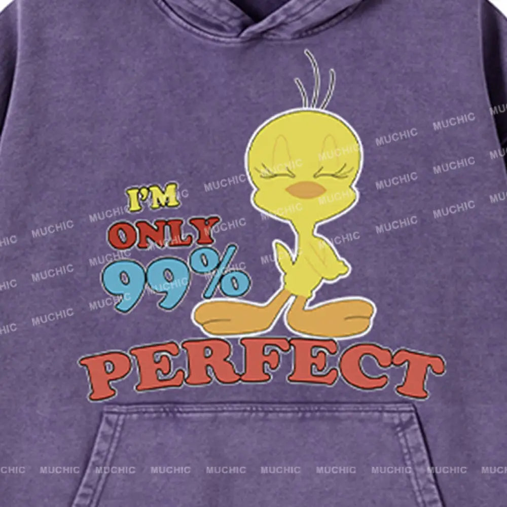 Muchic Unisex ’Perfect Duck’ Fun Graphic Print Long Sleeve Hoodie Hoodies-Sweatshirts