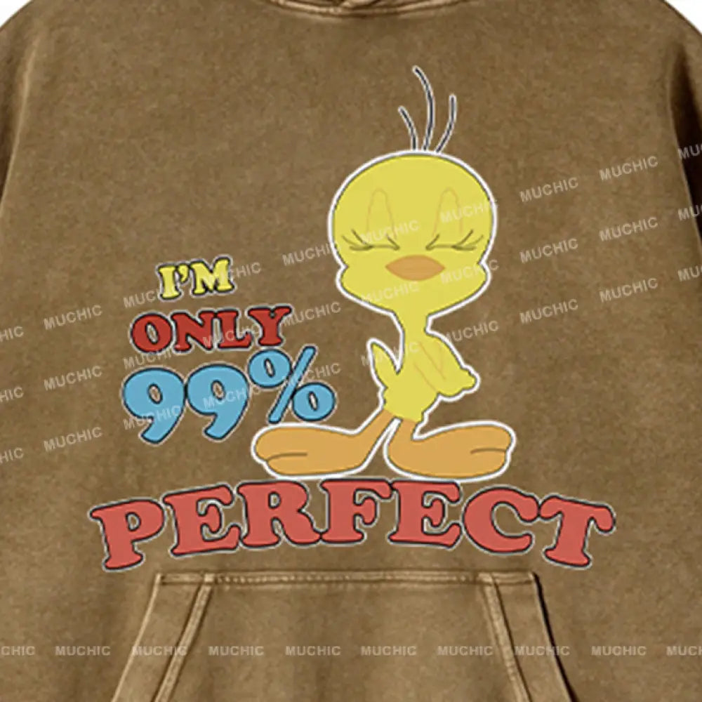 Muchic Unisex ’Perfect Duck’ Fun Graphic Print Long Sleeve Hoodie Hoodies-Sweatshirts