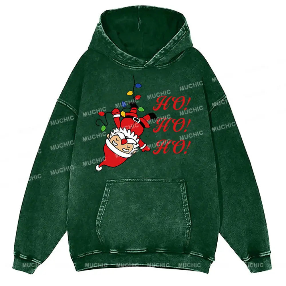 Muchic Unisex ’Santa Claus’ Fun Graphic Print Long Sleeve Plush Thickening Hooded Sweatshirt