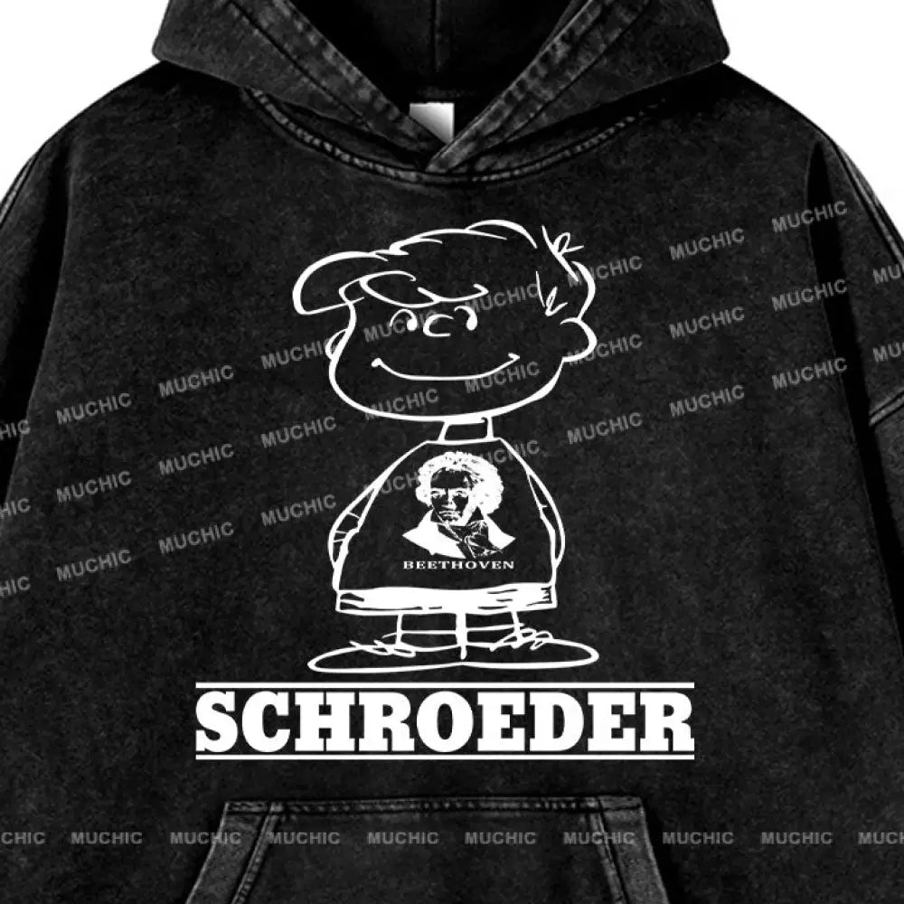 Muchic Unisex ’Schiroeder’ Fun Graphic Print Long Sleeveplush Thickening Hoodie Hoodies-Sweatshirts