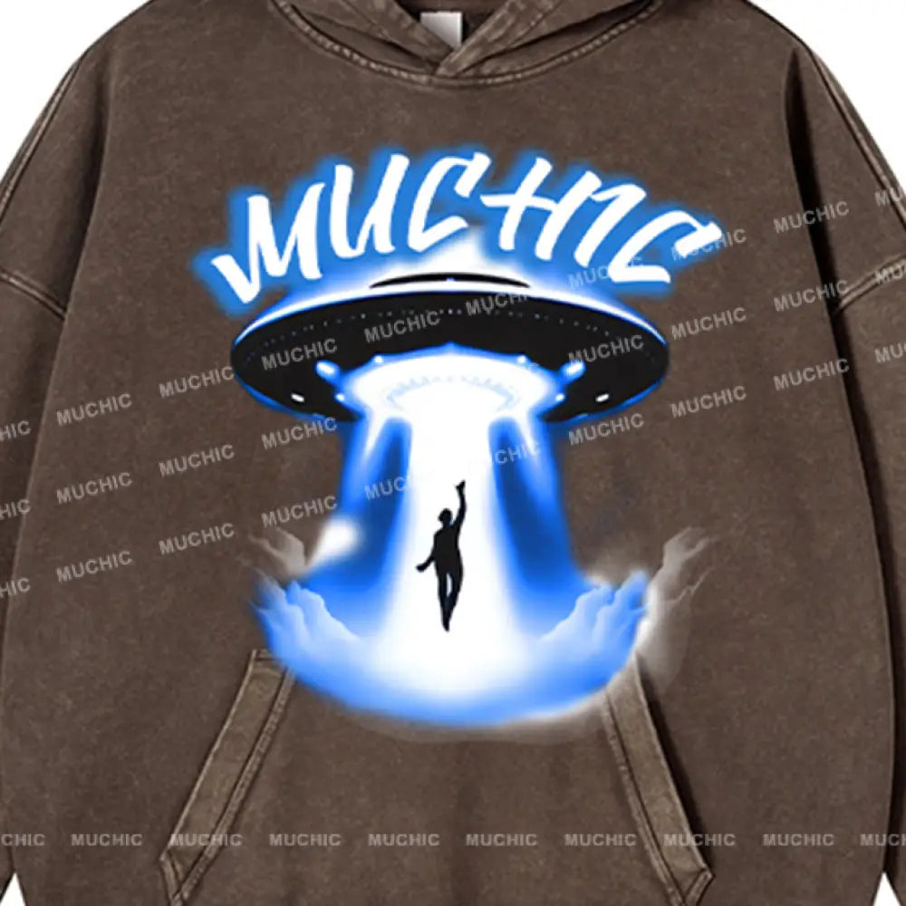 Muchic Unisex ’Spaceship’ Sport Graphic Long Sleeve Hoodie Hoodies-Sweatshirts