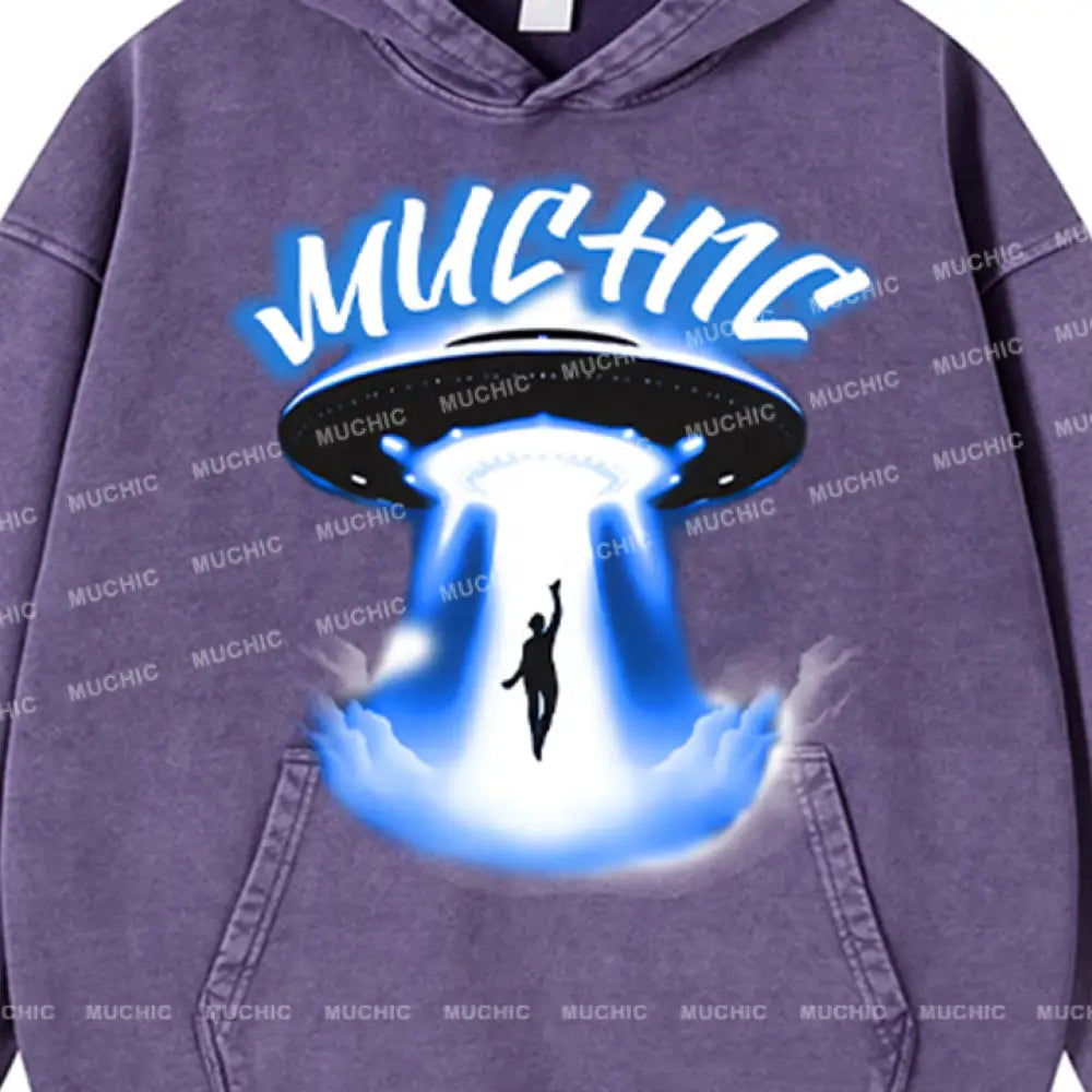 Muchic Unisex ’Spaceship’ Sport Graphic Long Sleeve Hoodie Hoodies-Sweatshirts