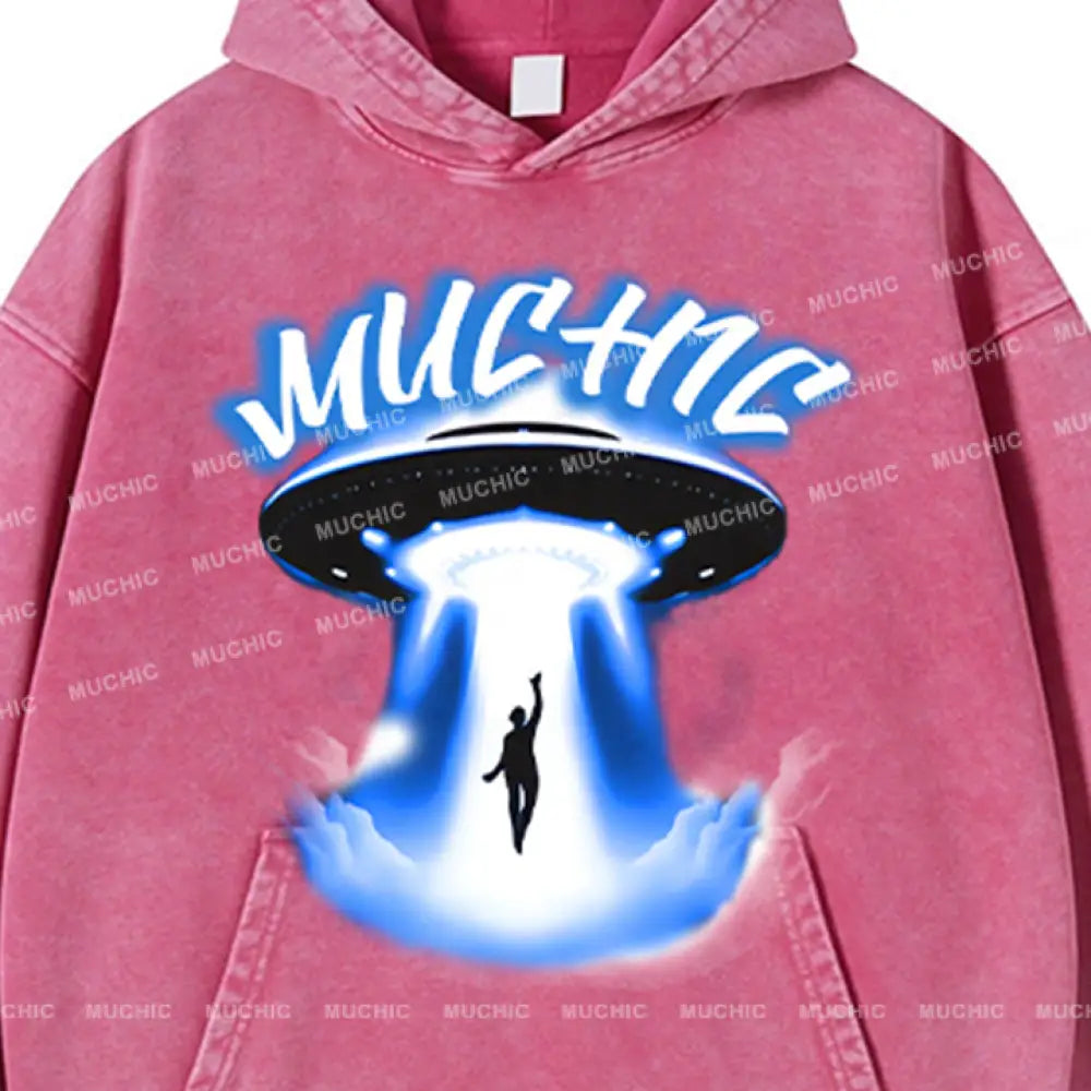 Muchic Unisex ’Spaceship’ Sport Graphic Long Sleeve Hoodie Hoodies-Sweatshirts