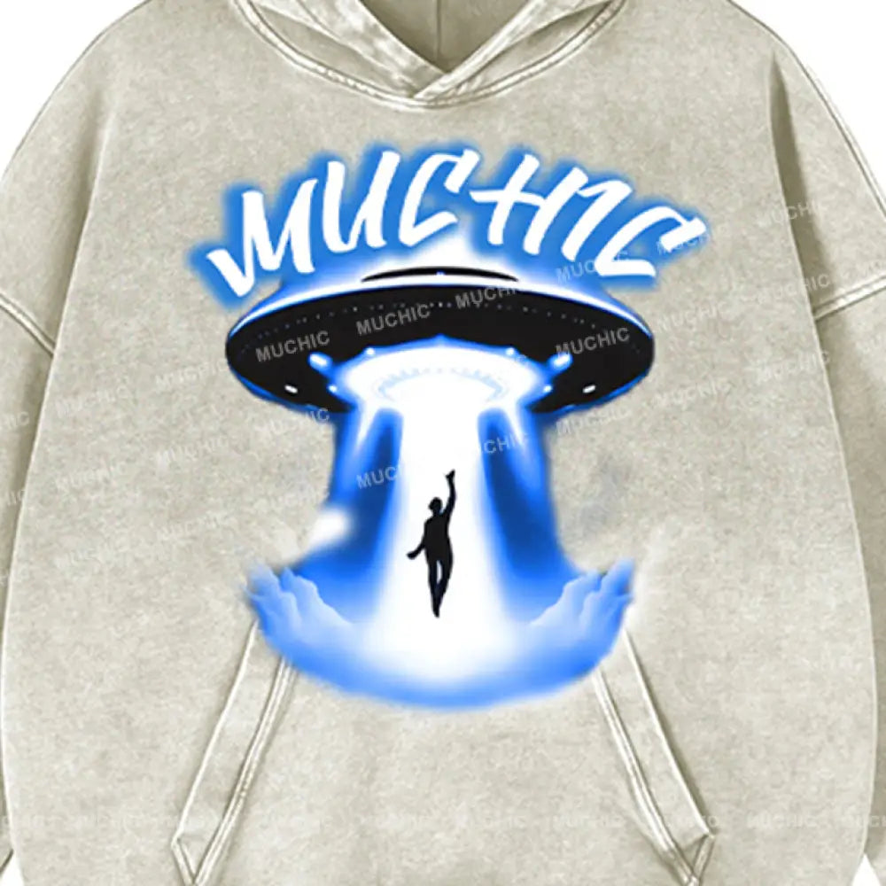 Muchic Unisex ’Spaceship’ Sport Graphic Long Sleeve Hoodie Hoodies-Sweatshirts