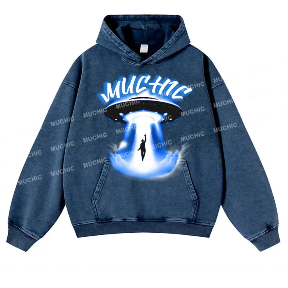 Muchic Unisex ’Spaceship’ Sport Graphic Long Sleeve Hoodie Hoodies-Sweatshirts