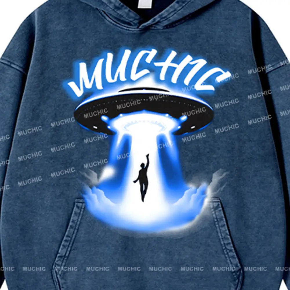 Muchic Unisex ’Spaceship’ Sport Graphic Long Sleeve Hoodie Hoodies-Sweatshirts