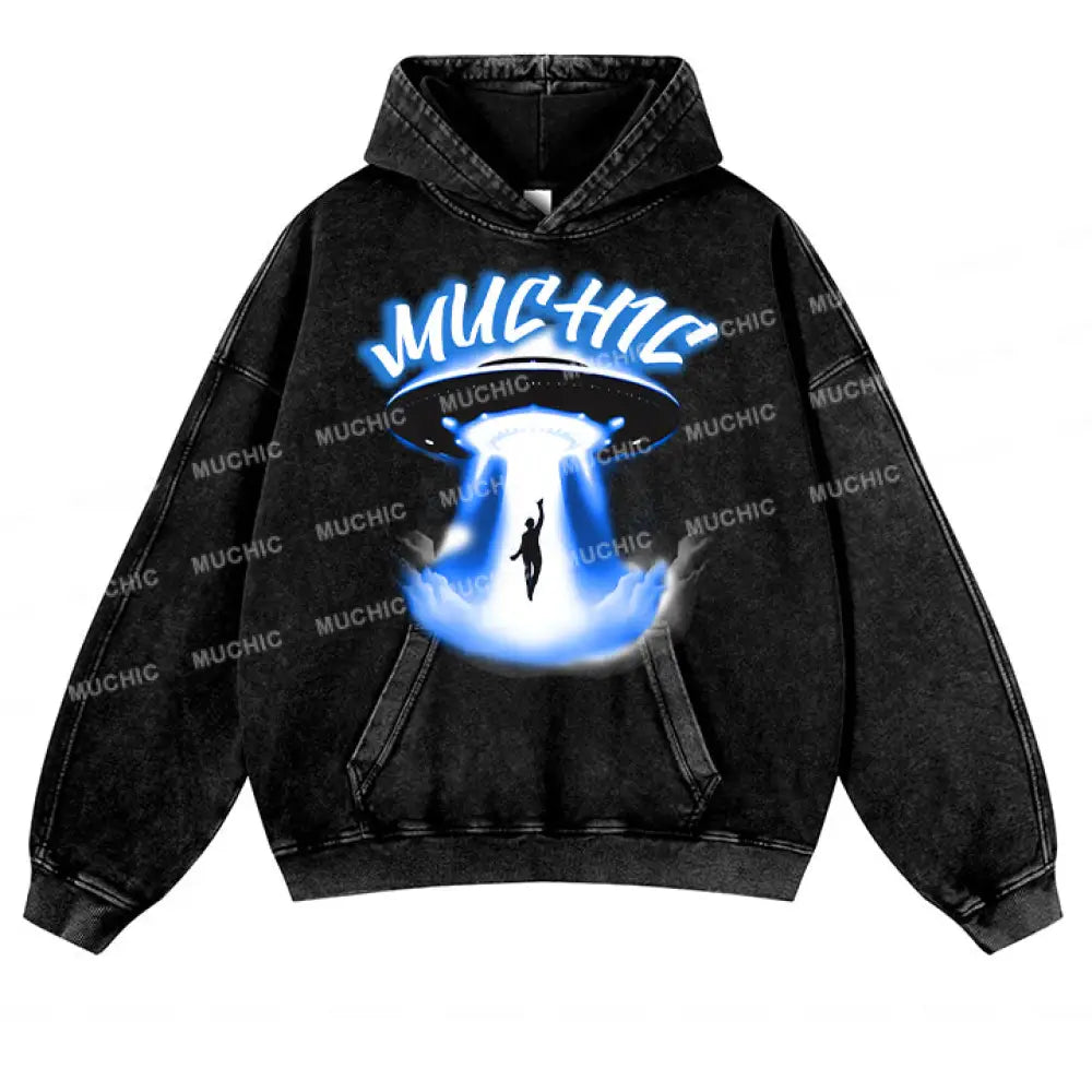 Muchic Unisex ’Spaceship’ Sport Graphic Long Sleeve Hoodie Hoodies-Sweatshirts