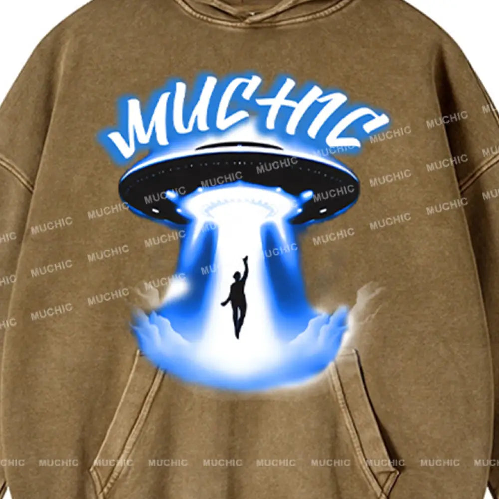 Muchic Unisex ’Spaceship’ Sport Graphic Long Sleeve Hoodie Hoodies-Sweatshirts