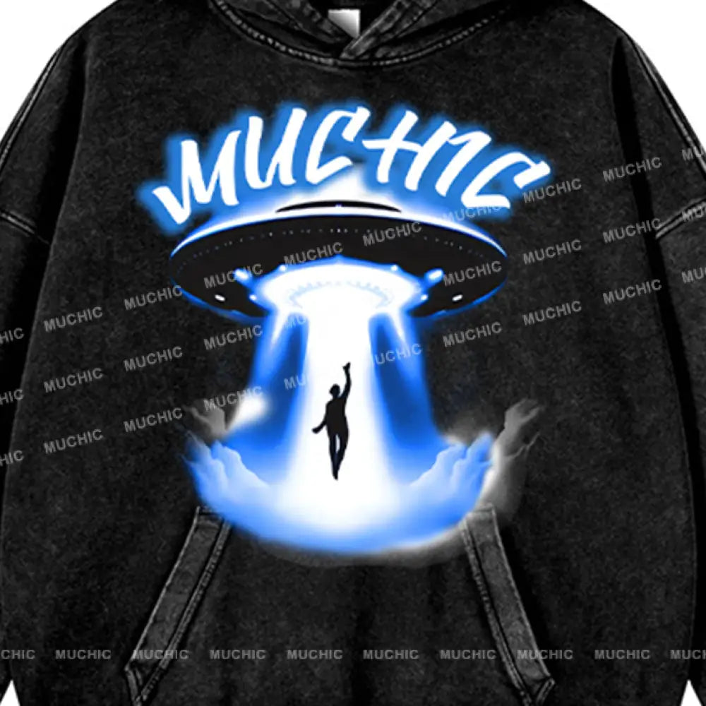 Muchic Unisex ’Spaceship’ Sport Graphic Long Sleeve Hoodie Hoodies-Sweatshirts