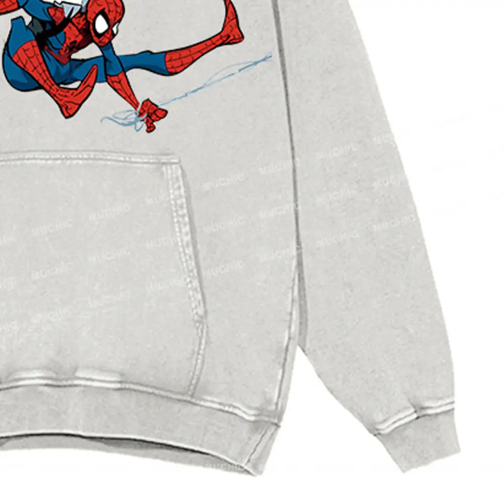 Muchic Unisex ’Spider’ Fun Cartoon Retro Fashion Pattern Print Long Sleeve Hooded Sweater