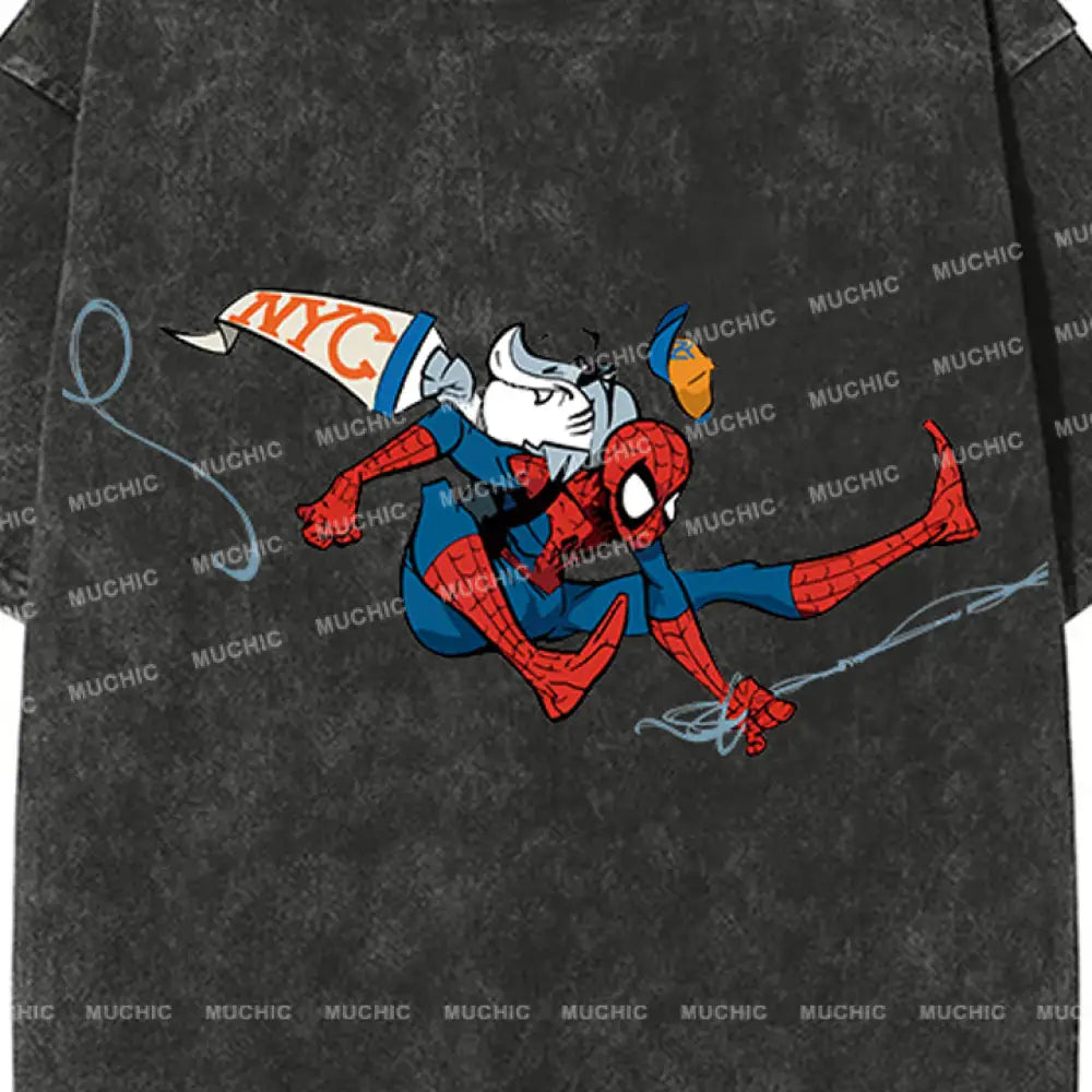 Muchic Unisex ’Spider’ Fun Cartoon Retro Fashion Pattern Print Long Sleeve Hooded Sweater