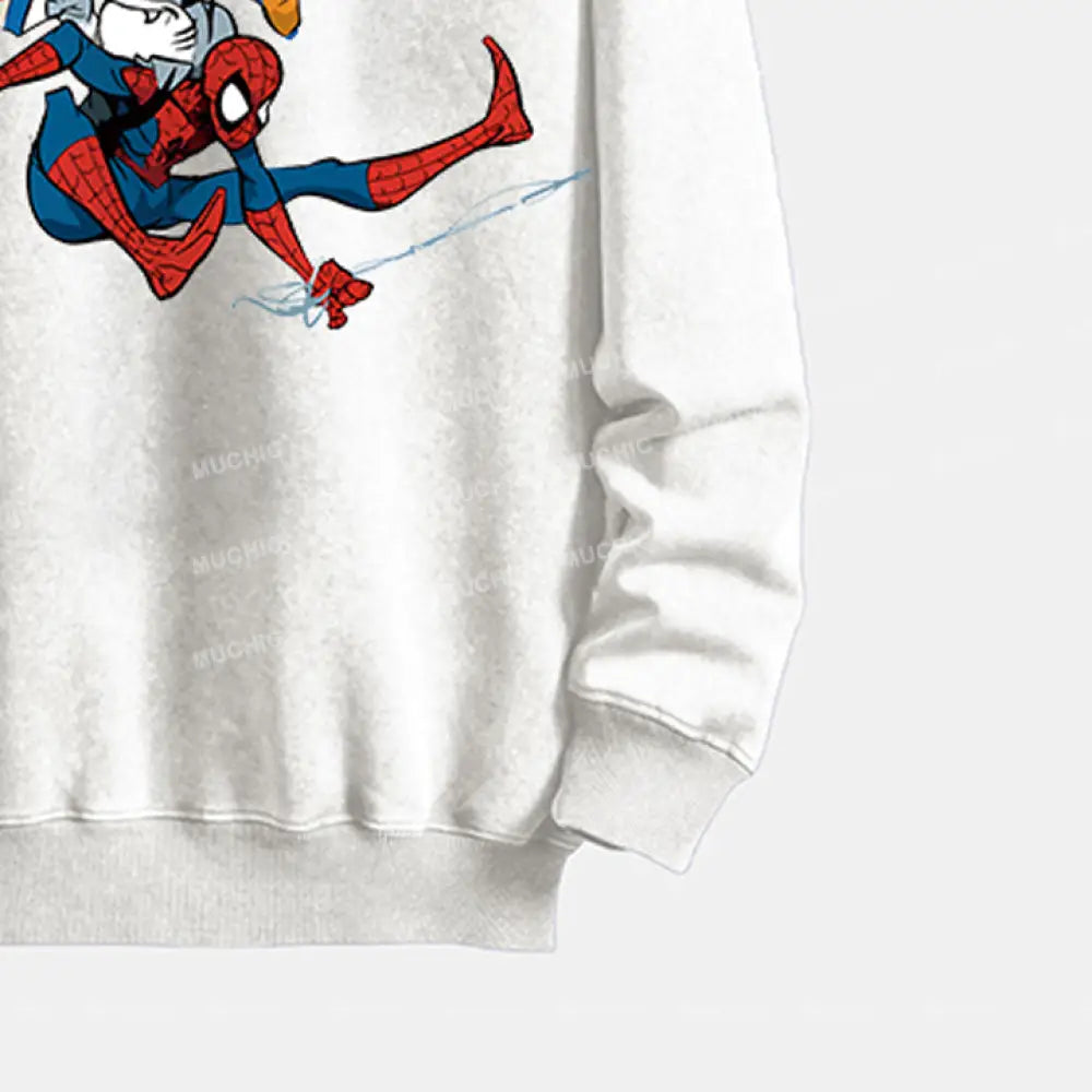 Muchic Unisex ’Spider’ Fun Cartoon Retro Fashion Pattern Print Long Sleeve Hooded Sweater