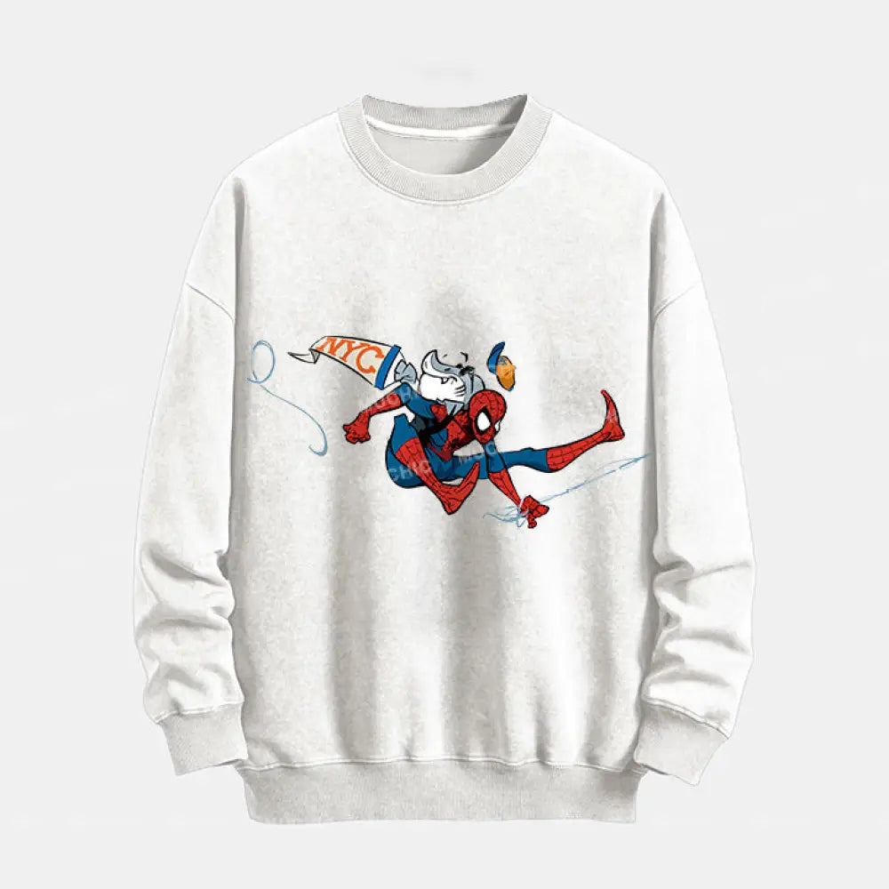 Muchic Unisex ’Spider’ Fun Cartoon Retro Fashion Pattern Print Long Sleeve Hooded Sweater