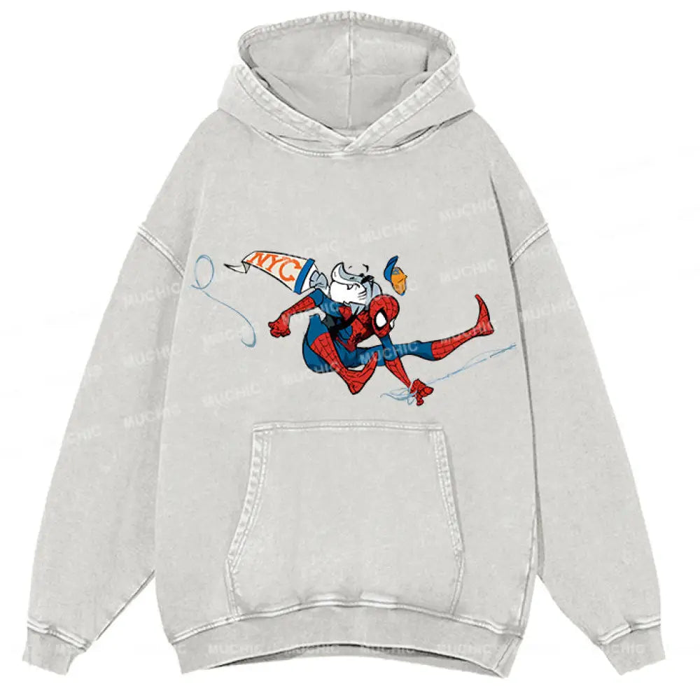 Muchic Unisex ’Spider’ Fun Cartoon Retro Fashion Pattern Print Long Sleeve Hooded Sweater