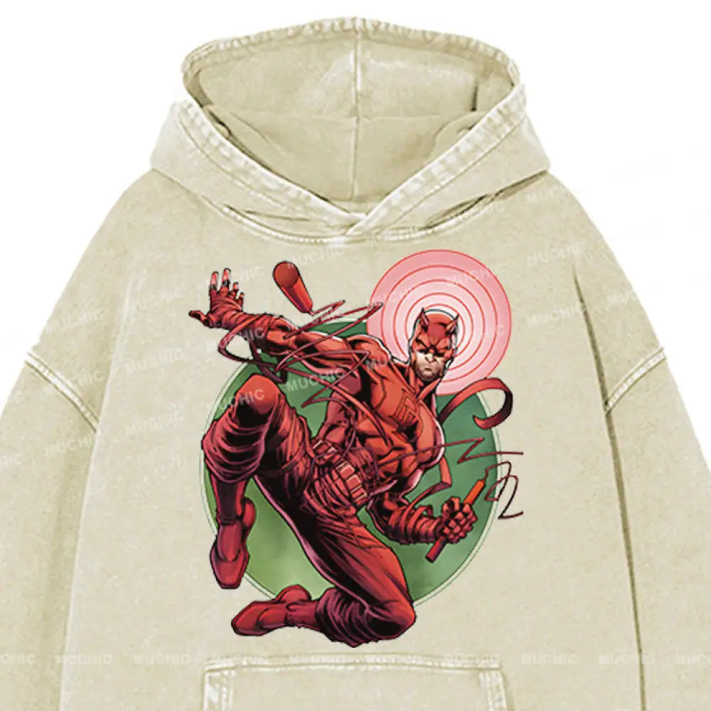 Muchic Unisex ’Spider’ Funny Cartoon Retro Fashion Graphic Print Long Sleeve Hooded Sweater