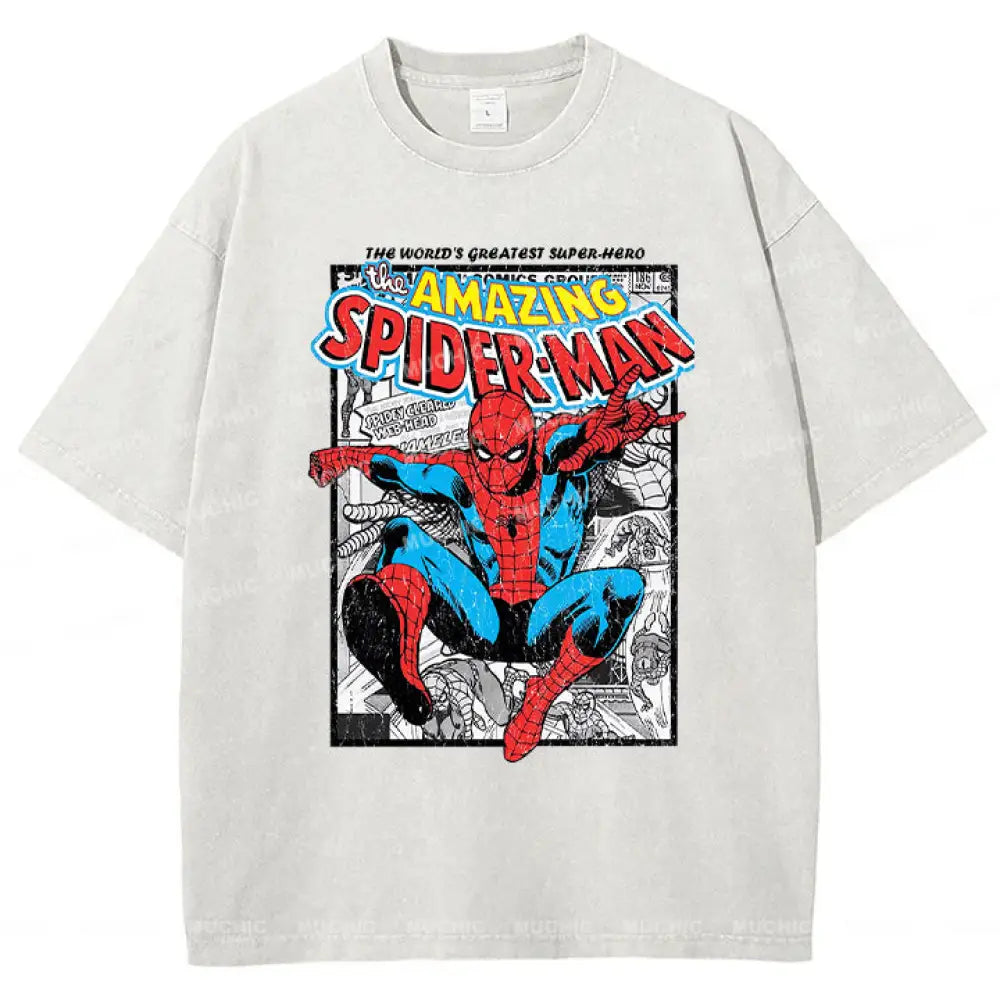 Muchic Unisex ’Spider-Man’ Funny Cartoon Retro Fashion Graphic Print Long Sleeve Hooded Sweater