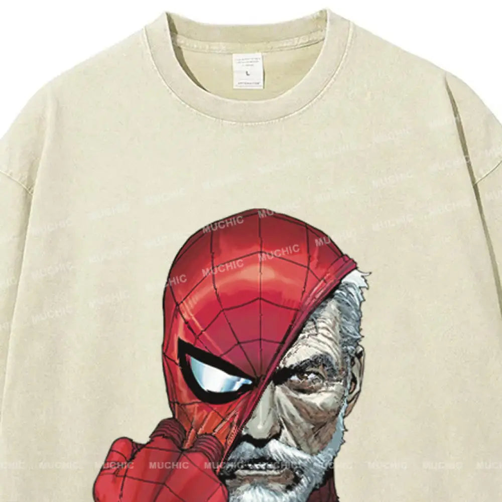 Muchic Unisex ’Spider Mask’ Retro Fashion Graphic Print Long Sleeve Hooded Sweater (T-Shirt)