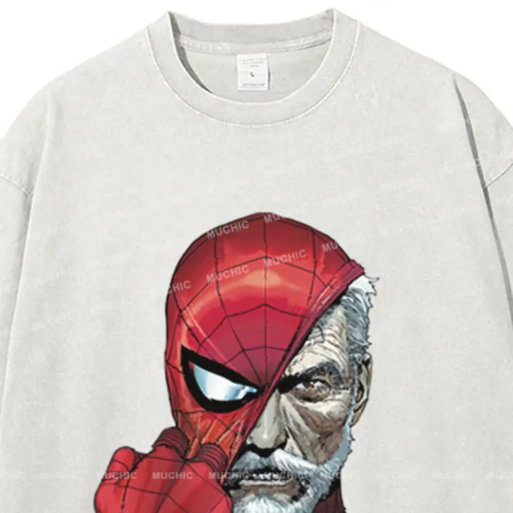 Muchic Unisex ’Spider Mask’ Retro Fashion Graphic Print Long Sleeve Hooded Sweater (T-Shirt)