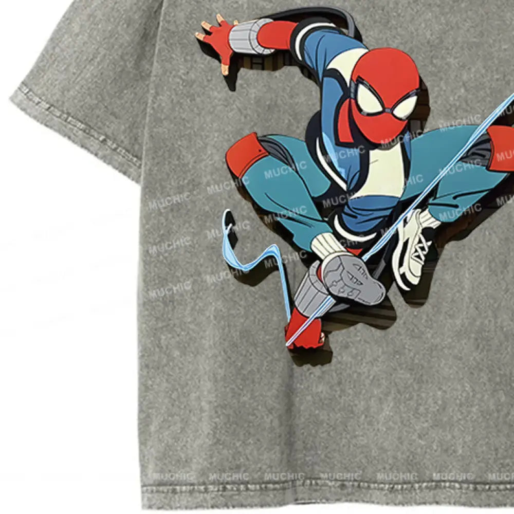 Muchic Unisex ’Spider Tiaoyue’ Funny Cartoon Retro Fashion Pattern Printed Long Sleeve Hooded