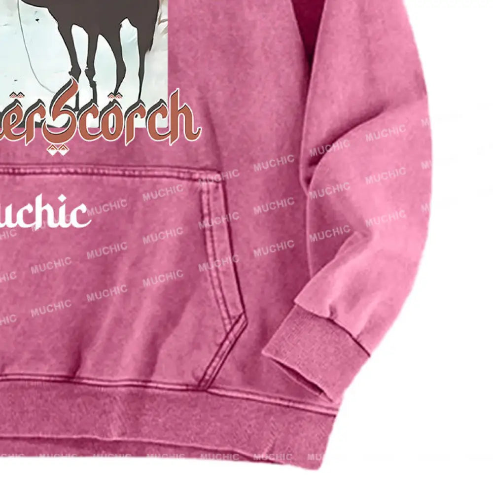 Muchic Unisex Summer Scorch Washed Graphic Long Sleeve Hoodie Hoodies-Sweatshirts