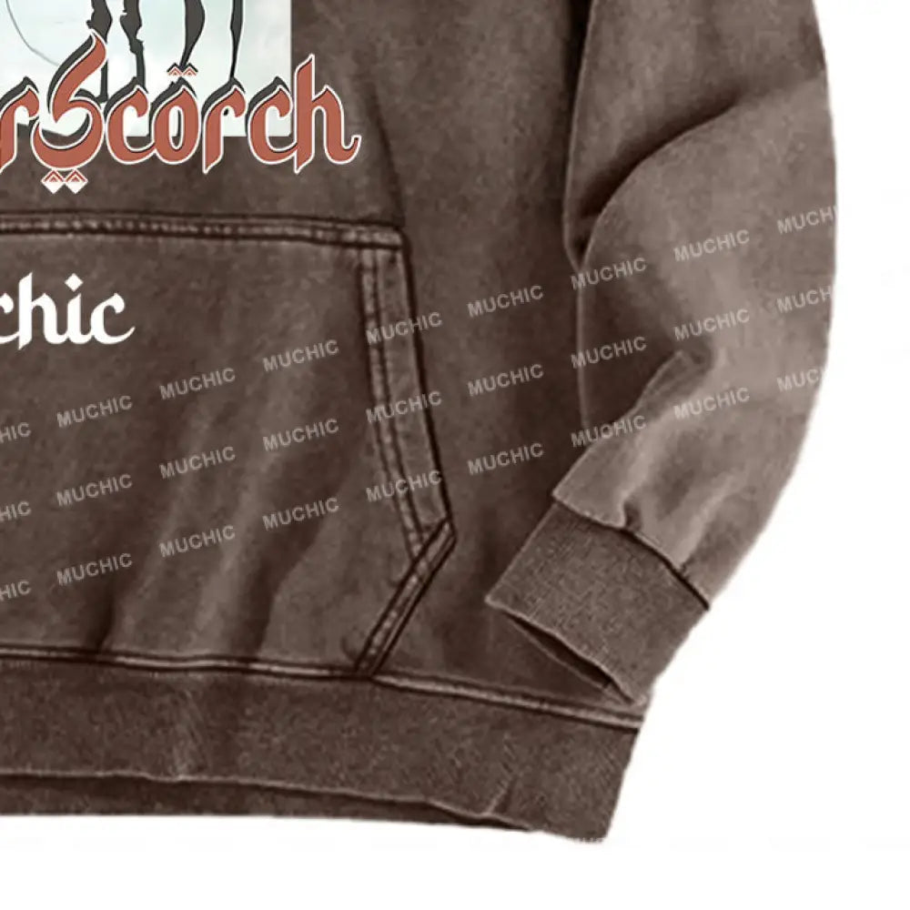 Muchic Unisex Summer Scorch Washed Graphic Long Sleeve Hoodie Hoodies-Sweatshirts