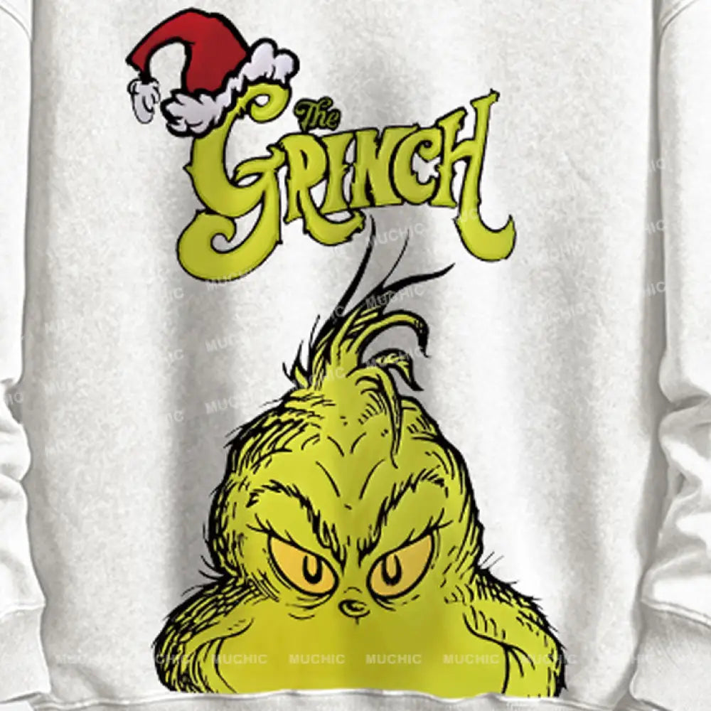 Muchic Unisex ’The Grinch’ Funny Christmas Cartoon Retro Fashion Graphic Print Long Sleeve