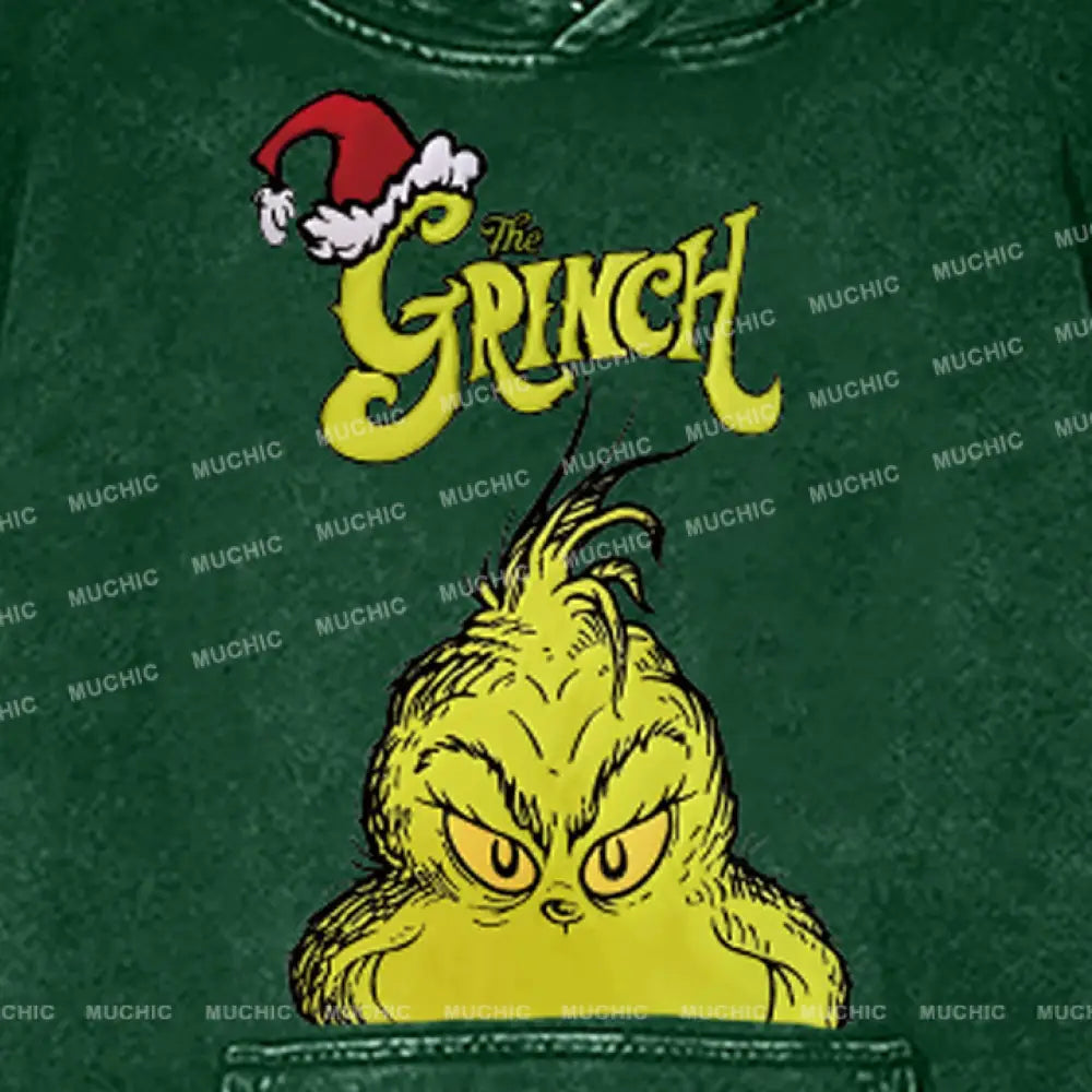 Muchic Unisex ’The Grinch’ Funny Christmas Cartoon Retro Fashion Graphic Print Long Sleeve