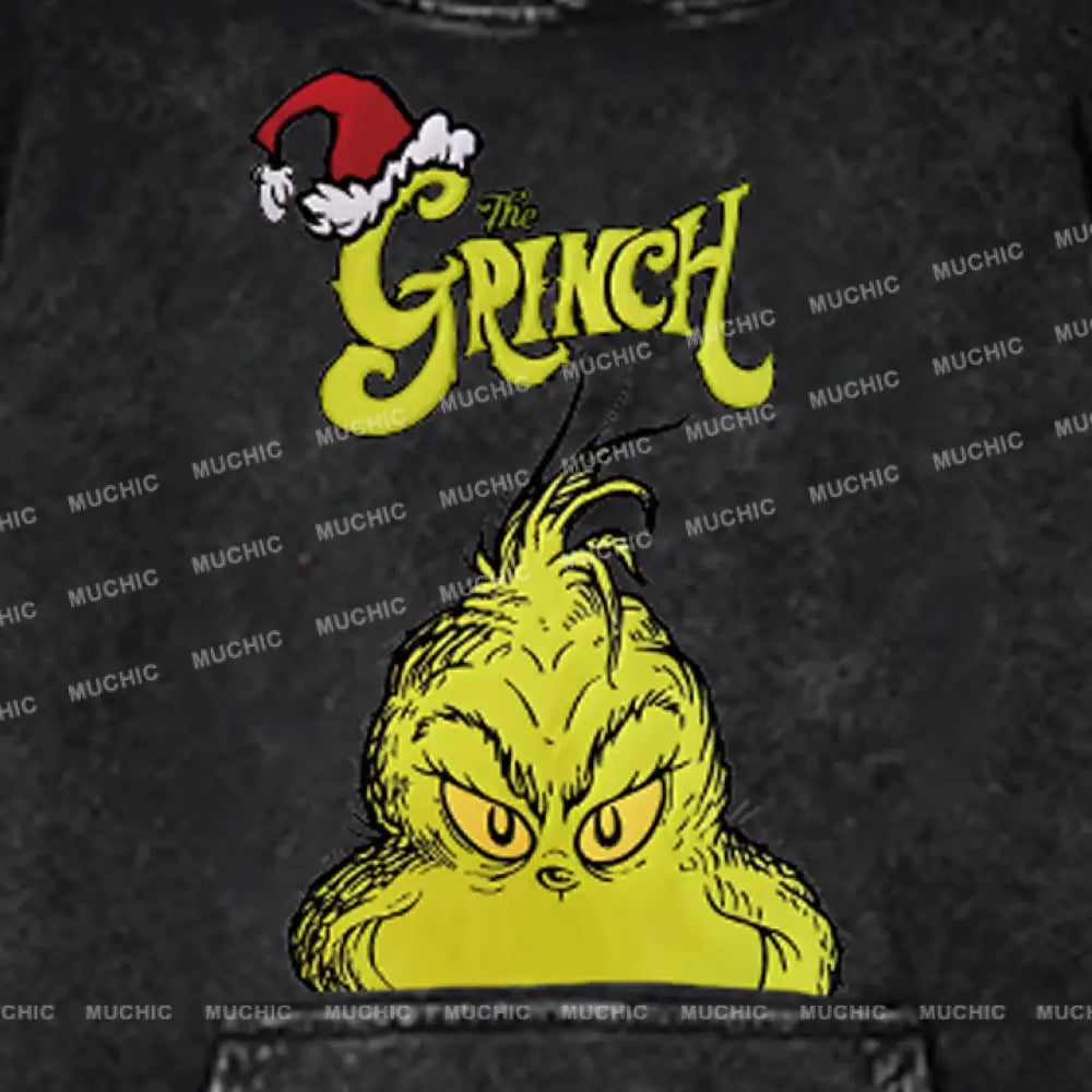 Muchic Unisex ’The Grinch’ Funny Christmas Cartoon Retro Fashion Graphic Print Long Sleeve