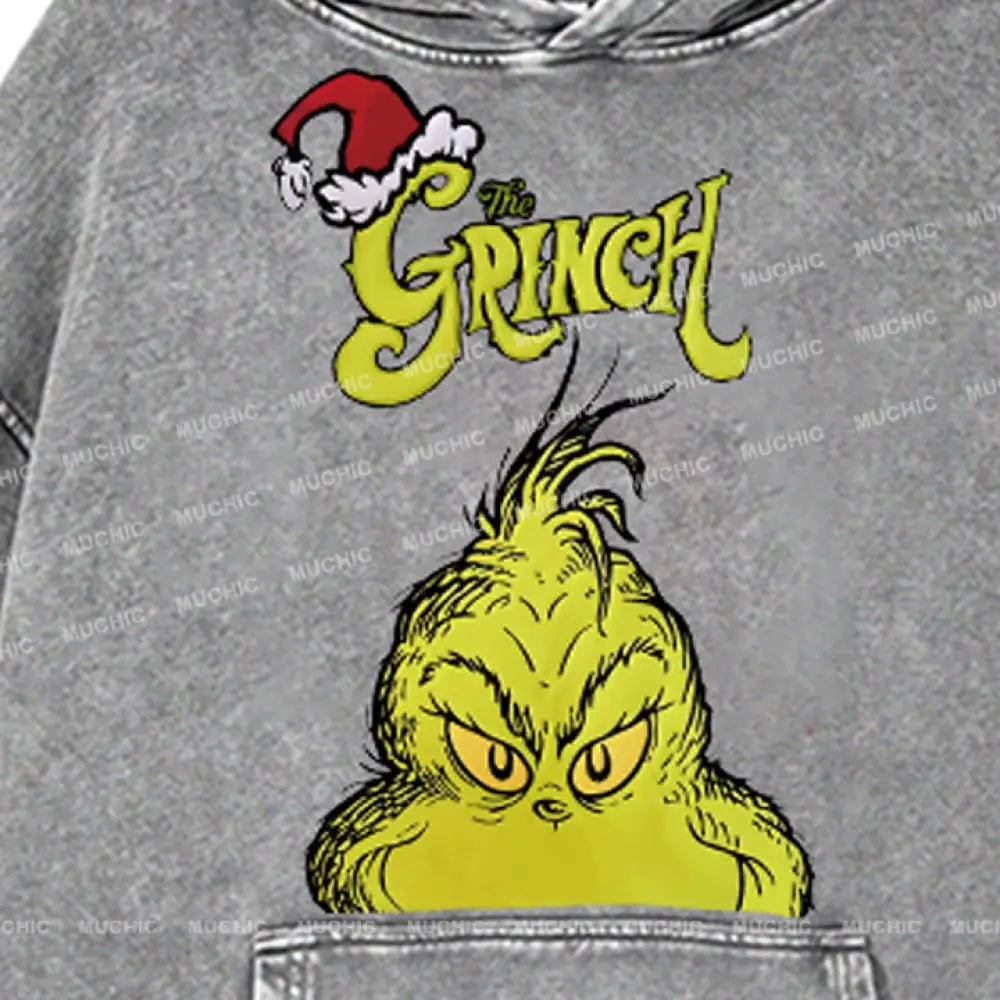 Muchic Unisex ’The Grinch’ Funny Christmas Cartoon Retro Fashion Graphic Print Long Sleeve