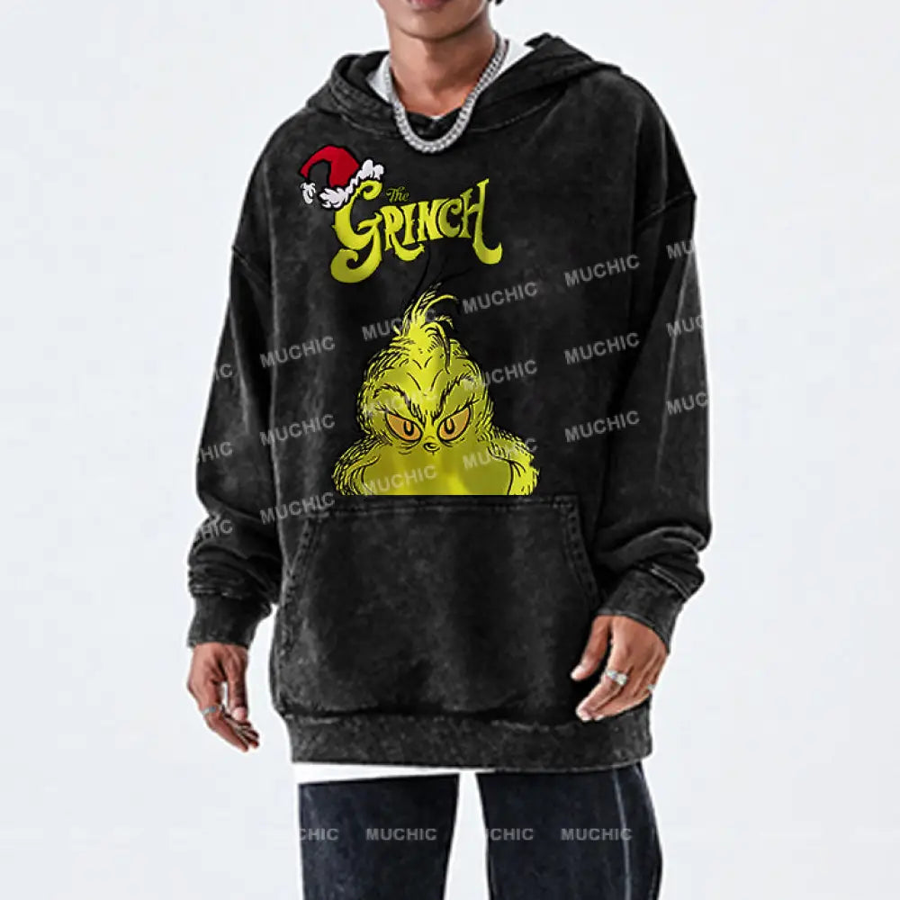 Muchic Unisex ’The Grinch’ Funny Christmas Cartoon Retro Fashion Graphic Print Long Sleeve