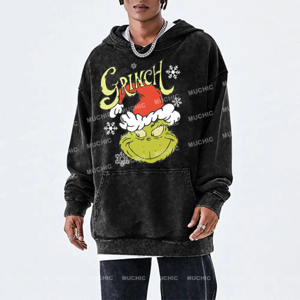 Muchic Unisex ’The Grinch’ Funny Christmas Cartoon Retro Fashion Graphic Print Long Sleeve