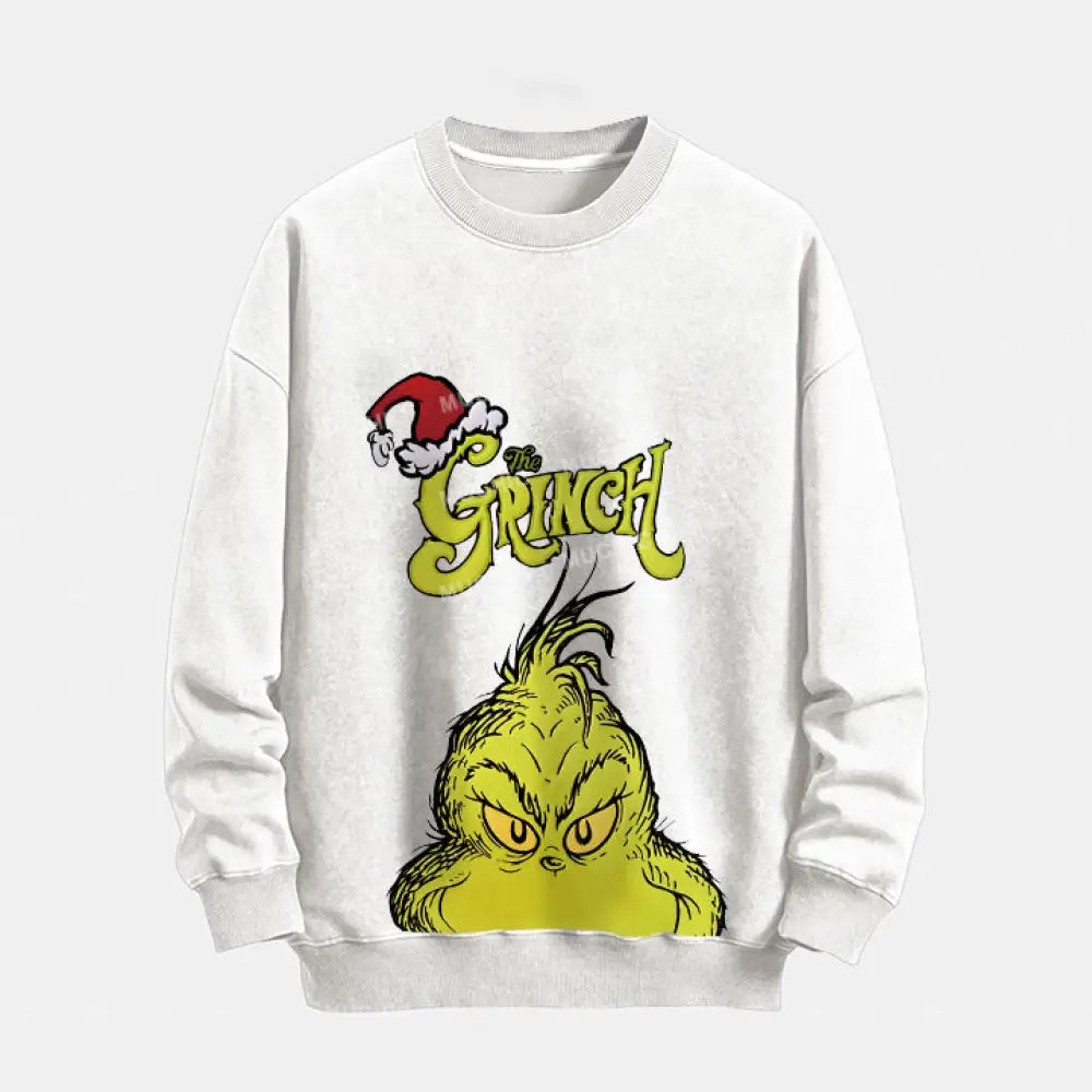 Muchic Unisex ’The Grinch’ Funny Christmas Cartoon Retro Fashion Graphic Print Long Sleeve