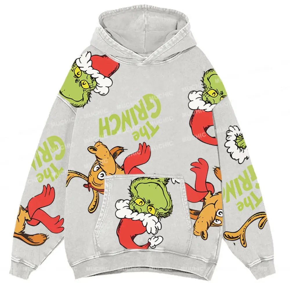 Muchic Unisex ’The Grinch’ Funny Christmas Elk Cartoon Retro Fashion Graphic Print Long Sleeve