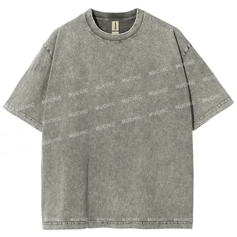 Muchic Unisex Washed Loose Short Sleeve T-Shirt Gray / S T-Shirts