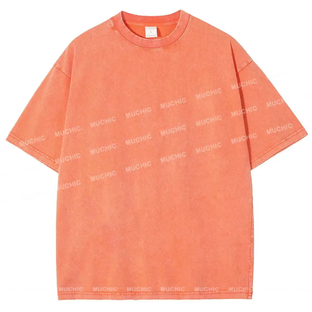 Muchic Unisex Washed Loose Short Sleeve T-Shirt Orange / S T-Shirts