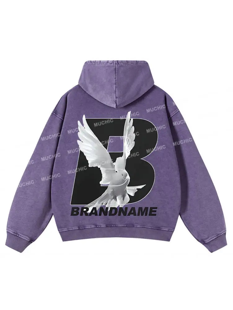 Muchic Unisex ’White Dove’ Fashion Graphic Print Long Sleeve Hooded Sweatshirt Hoodies-Sweatshirts