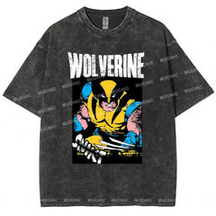 Muchic Unisex "WOLVERINE" Funny Cartoon Retro Fashion Graphic Print Long Sleeve Hooded Sweater (T-shirt)