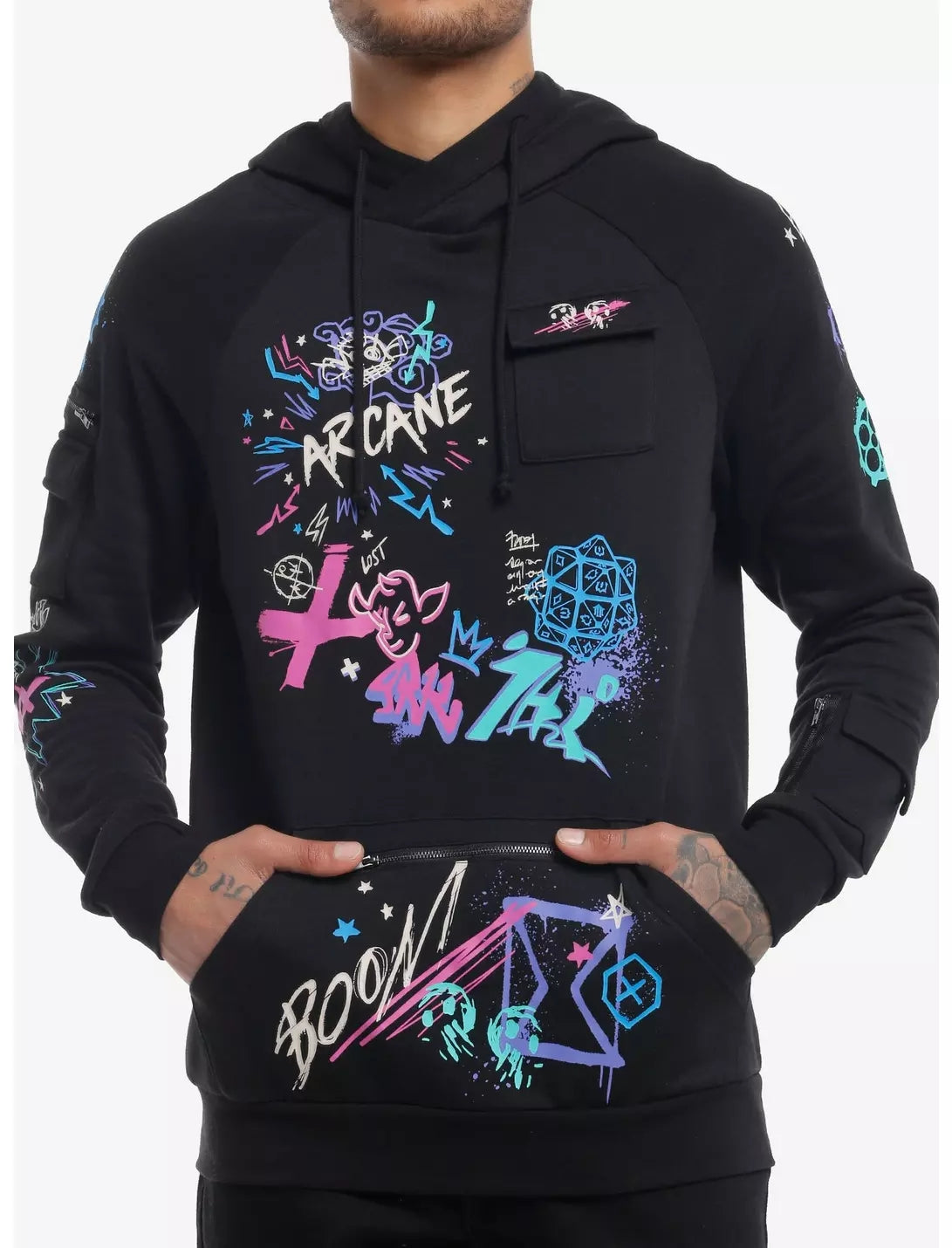 Muchic Unisex Arcane Jinx Graffiti Hoodie