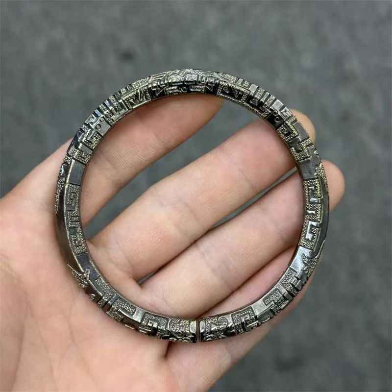 Taotie Engraved Bracelet for Men – Vintage Chinese Style Power Bangle