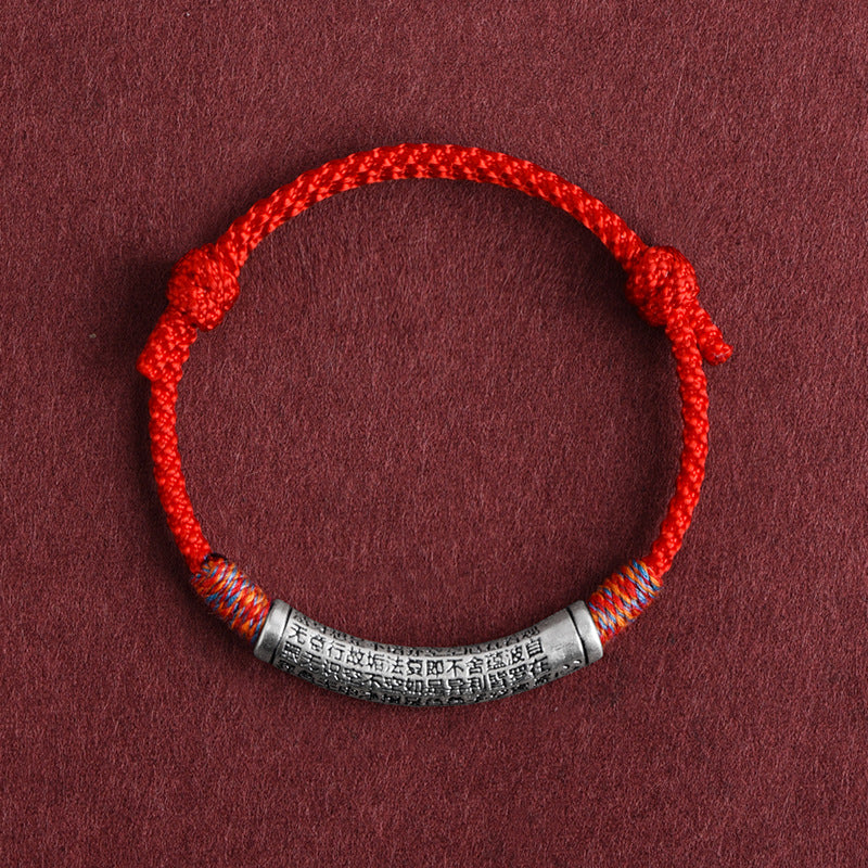 Heart Sutra Protection Bracelet – Feng Shui Red String Spiritual Charm