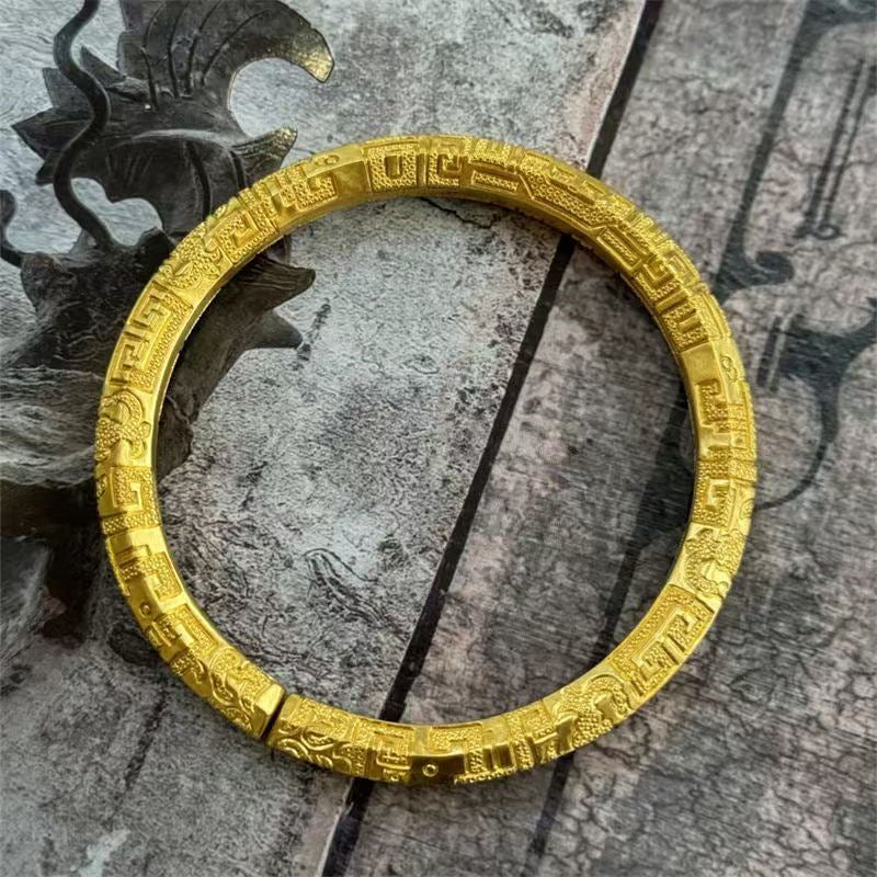 Taotie Engraved Bracelet for Men – Vintage Chinese Style Power Bangle