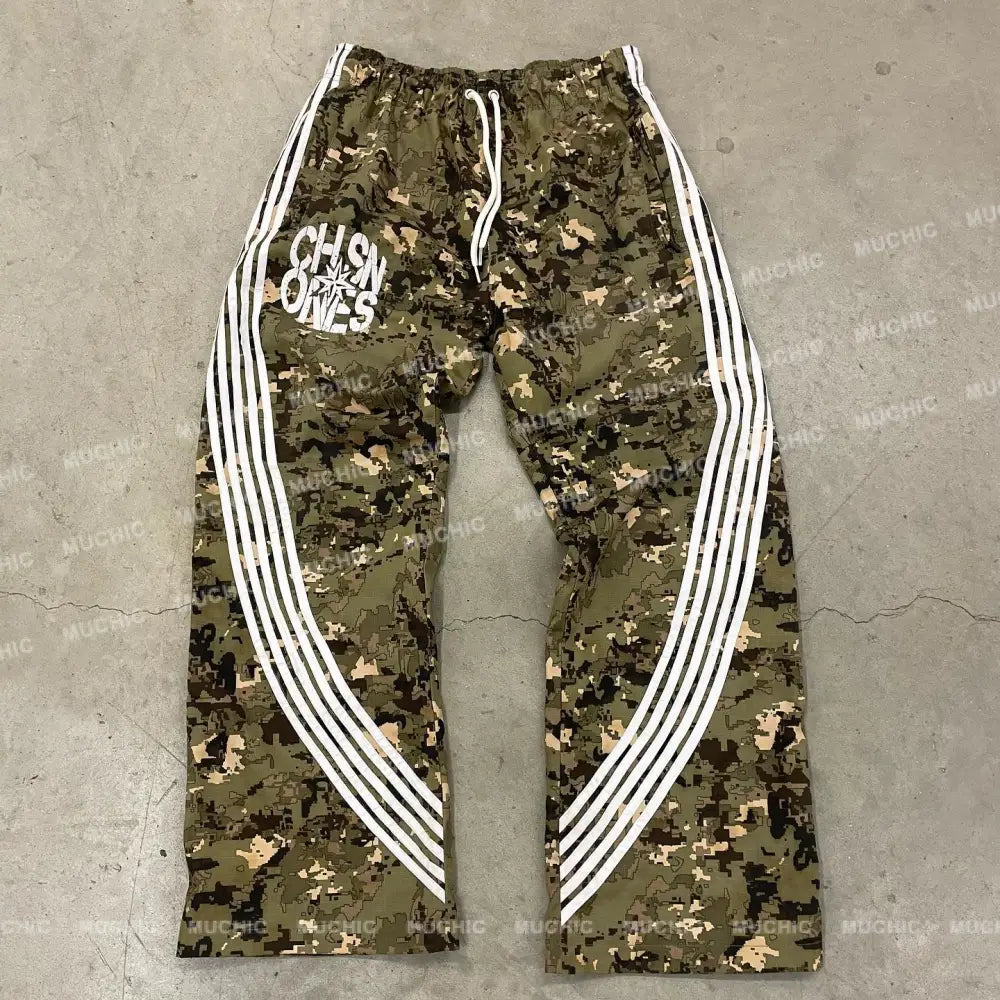 Vintage Camouflage Casual Trousers Army_Green / S